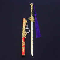 Marchandises de jeu : Modèle de jouet en alliage de sabre Shaoyang, style chinois, type Yataghan de la dynastie Tang, noir et or, antique, avec carte DIY