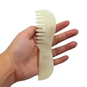 Hot Selling Custom Semi-precious Xiuyan Jade Comb Stone Gua Sha Tool