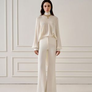 Made In Vietnam Brand Women's Blouses And Shirts PATRICIA TIE-NECK BLOUSE Front Pleated Detail Casual Women's Clothing - Product Image 5