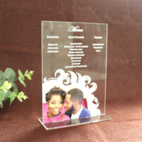 Menús de Mesa de Acrílico Transparente con Impresión UV de Fotos Personalizadas Creativas para Bodas, Fiestas y Números de Mesa