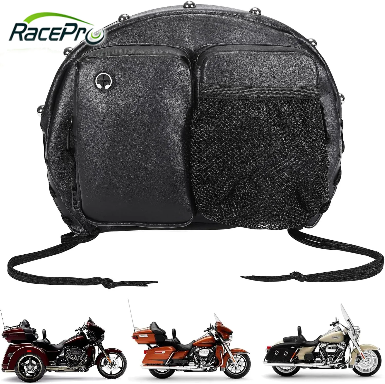 RACEPRO Motorcycle Backrest Bag Rider Back Rest Seat Pocket Tour Pack for CVO Road Glide Limited Tri Glide Touring Softail