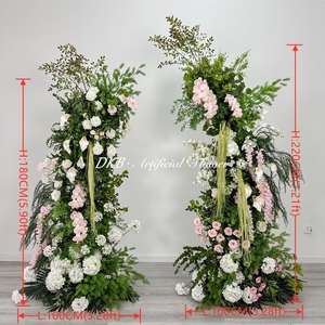 โรงงาน DKB ขายดี ซุ้มดอกไม้ประดิษฐ์งานแต่งงาน ดอกกุหลาบและไฮเดรนเยีย ผ้าไหม ความสูง 7-8 ฟุต ปรับแต่งสีได้ สำหรับงานแต่งงาน - Product Image 2