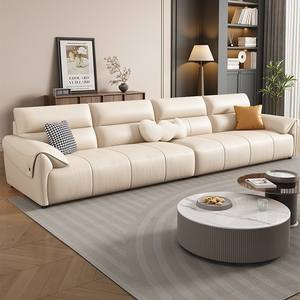 ชุดโซฟาหนังติดห้องนั่งเล่นสไตล์โมเดิร์นแบบมินิมอลลิสสำหรับใช้ในห้องนั่งเล่นทำจากหนังวัวแท้น้ำหนักเบาหรูหรา<span class=keywords><strong>แถว</strong></span>ตรงสามที่นั่งใหม่2025 - Product Image 1