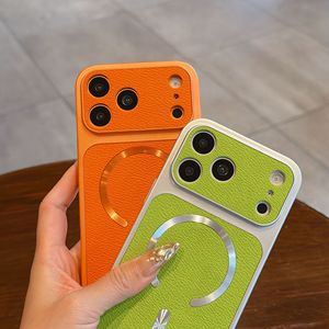 Funda magnética de piel sintética de colores neón a la moda para iPhone 17 16 Plus 15 14 13 12 11, a prueba de golpes, venta al por mayor - Product Image 4