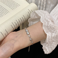 Bracelet en pierre de lune Bowei, en argent sterling S925, style français, nœud papillon, zircon étincelant, bijoux de luxe légers