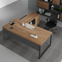 Bureau de direction moderne de style simple avec cadre chromé panneau en bois foncé bureau d'ordinateur en forme de L pour la maison école salon utilisation