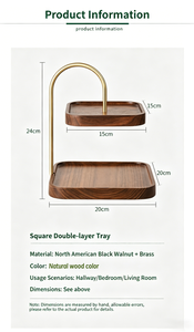 ถาดไม้วอลนัทสีดำสองด้านทำมือสุดหรูขนาดเล็กสำหรับโต๊ะกาแฟในห้องนั่งเล่น ใช้เสิร์ฟและตกแต่งบ้าน - Product Image 4
