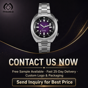 <span class=keywords><strong>Reloj</strong></span> con Logotipo Personalizado para Hombre, 42 mm, Morado, de Buceo, 20 Bares, Deportivo, de Acero Inoxidable, con Correa de Acero Inoxidable, Corona Atornillada, Relojes OEM - Product Image 2