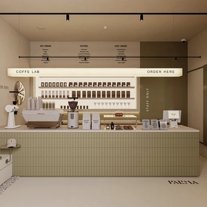 ออกแบบตกแต่งภายในร้านกาแฟแบบเป็นมิตรกับสิ่งแวดล้อม พร้อมไฟ LED กันน้ำ เฟอร์นิเจอร์ร้านเบเกอรี่ไม้ ตกแต่งเคาน์เตอร์บาร์ทันสมัยสำหรับร้านกาแฟ - Product Image 1
