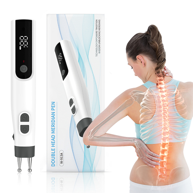 NEW Dual Tip Design Pain Relief Stimulate Pressure Points Smart Vibration & Digital Display Body Massage Pen for Meridian Care