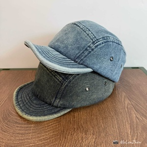 Cappellino da Baseball Unisex in Denim Stile Giapponese Retrò, con Visiera Corta in PVC a 5 Pannelli, Resistente, con Visiera Morbida a Cinque Segmenti, Versatile - Product Image 1