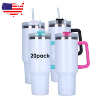 Tasses isothermes à sublimation H1.0 de grande capacité 40oz, en acier inoxydable double paroi, avec poignée, pour impression thermique DIY