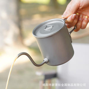 Tetera de Titanio Puro con Tapa, Taza de Café y Té para Camping, Portátil, de Una Sola Capa, Juego de Tazas de Titanio para Exteriores - Product Image 3