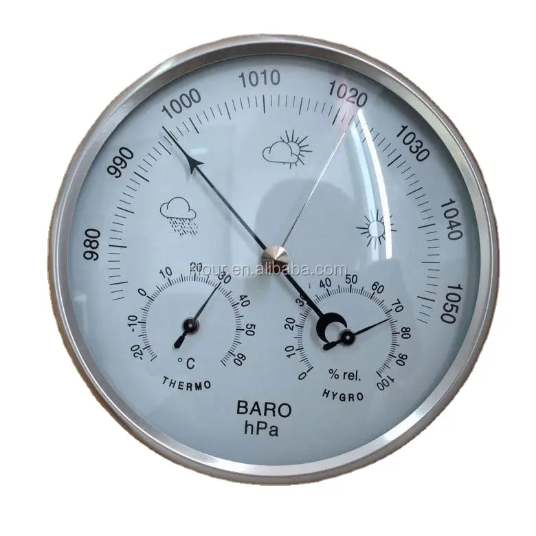 3 in 1 Wetters tation Barometer Thermometer Hygrometer Dia.130mm (5 1/8 Zoll) mit Aluminium lünette und Glas linse Modell 130THB