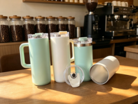 Gobelet isotherme à double paroi en acier inoxydable de 20 oz, anti-fuite, avec couvercle rabattable, tasse à bière, thé, café, lait, bouteille d'eau de 16 oz