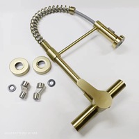 Robinet de cuisine moderne et minimaliste en acier inoxydable 304 brossé, à montage sur plan, avec douchette extractible, pour eau chaude et froide, avec cartouche céramique, pour l'export.