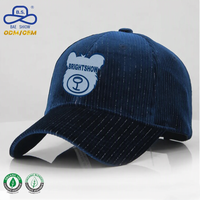 Cappellino da Baseball Professionale in Velluto a Coste Blu Navy Lucido Stile Street con Logo Animale Personalizzato per Uomo e Donna, Caldo per l'Inverno