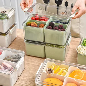 Trái cây lưu trữ hộp rau tủ lạnh Crisper lưu trữ nhựa Stackable tủ lạnh tổ chức