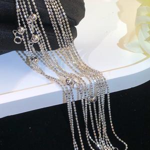 S925 Pure <b>Silver</b> Small Lucky Bean <b>Pendant</b> Necklace Natural Hazardous Material Jade Collarbone <b>Chain</b> Four Season Crystal Necklace - Product Image 4