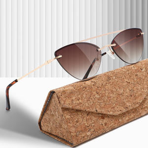 Lunettes de soleil œil de chat en métal style européen et américain, unisexe, protection UV400, tendance, pour le voyage, monture noire, verres PC - Product Image 1