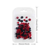 100 pièces/sac Accessoires pour nail art en forme de rose, décorations d'ongles en résine camélia rouge et noir