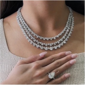 Custom 3 in 1 Pear Cut <b>Iced</b> Out Hip Hop Tennis Chains Moissanite Tennis Necklace 925 Silver - Product Image 3
