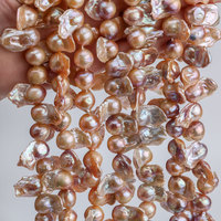 Perles d'eau douce naturelles de qualité AAAA, forme baroque flamboyante, 13-15 mm, violettes, perles en vrac entièrement percées pour la fabrication de bijoux