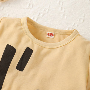 Custom Letter Printed Short Sleeve Summer Luxury Bulk Wholesale <strong>Boys</strong> Kids <strong>Clothing</strong> for 2-12 Two Piece Matching T-shirt Set - Product Image 3