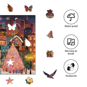 Rompecabezas de Madera de Navidad, 101-500 Piezas, Estilo de Dibujos Animados, Impresión a Todo Color, Esquinas Onduladas, Rompecabezas de Cartón para Juego Familiar - Product Image 6