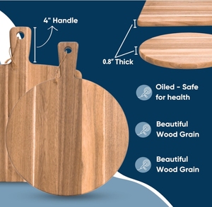 Planches à découper réutilisables en acacia et noyer <span class=keywords><strong>noir</strong></span>, modernes et élégantes, épaisseur 1,5 cm, pour cuisine personnalisée - Product Image 4