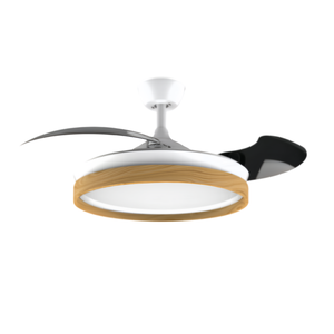 Ventilateur de plafond LED blanc moderne à 3 pales, moteur DC, télécommande, intensité variable, 3000K/4000K/6000K, en plastique, disposition Agi32, montage sur tige de suspension - Product Image 1