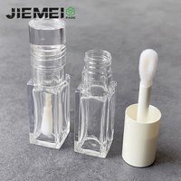 JIE MEI Pack Nouveau Vernis à Ongles en Forme de Bouteille 8ML Or Blanc Transparent Capuchon Carré Brillant à Lèvres Tube PET Lipgloss Container Avec Capuchon Rond