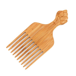 Peigne <span class=keywords><strong>Afro</strong></span> en Bois de Bambou pour Coiffure de Barbiers, Peigne Démêloir à Dents Larges pour <span class=keywords><strong>Barbe</strong></span>, Logo et Emballage Personnalisables - Product Image 3