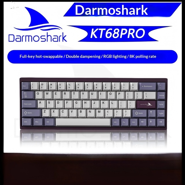 Darmoshark KT68PRO 68 Key Wired Hall Effect Magnetic Gaming Keyboard 8K Polling Rate Rapid Trigger 0.1mm Aluminum for PC Esports
