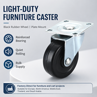 Roue pivotante en caoutchouc sur mesure OEM avec fixation par plaque, composant de mobilier pour un mouvement fluide des chariots de cuisine et des armoires de rangement
