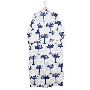 Kimono 100% Algodón con Estampado Floral, Estilo Indio para Mujer, Verano, Orgánico, Cuello en V, Largo, Cierre con Cordón, Transpirable, Romántico - Product Image 1