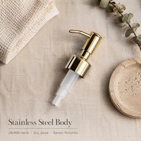 Distributeur de savon en acier inoxydable avec tête de pompe en titane brossé doré et tube de distribution givré 28/400 2cc