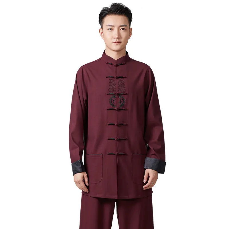 Custom Logo Tang suit Mens Kung Fu Uniform Tai Chi Uniform Cotton linen Silk Womens Chinese Traditional Kung Fu Clothing