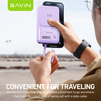 BAVIN original petit powerbank usb PC1066S charge sans fil magnétique chargeur rapide batterie externe 10000mah avec câble