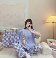 Asie du sud-est pyjamas trois pièces costume d'été pour femmes commerce extérieur transfrontalier droit pour short ample à manches courtes