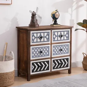 Văn phòng Organizer Side sideboard góc tủ bếp tủ TV tủ phòng khách lưu trữ bằng gỗ nhiều ngăn kéo Pháp Trắng