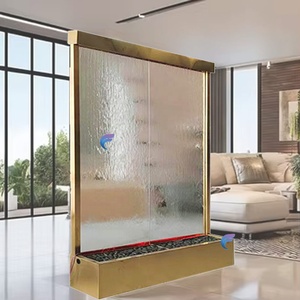 Fuente <span class=keywords><strong>de</strong></span> Pared Moderna para Exteriores con Cascada <span class=keywords><strong>de</strong></span> Vidrio y Acero Inoxidable, con Iluminación LED, para Decoración <span class=keywords><strong>de</strong></span> Jardín y Bodas - Product Image 5