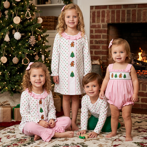 Conjunto de pijama navideño para hermanas, camisón de manga larga con estampado de puntos, conjuntos de ropa para niños pequeños - Product Image 1