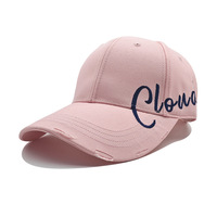 Casquette de baseball déchirée à deux panneaux couverture de broderie de lettres latérales personnalisable en coton de style de rue à 6 panneaux