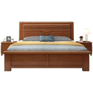 Economy Modern Simple Vintage Design <b>Bed</b> Frame Solid Rubber Wood Double High Box <b>Storage</b> Bedroom Hotels 608# Chinese Full Solid - Product Image 6