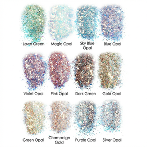 Lequ ชุดผงกลิตเตอร์เรืองแสง12สีสำหรับตกแต่งเล็บงานประดิษฐ์ทำมือ - Product Image 2