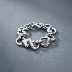 Smooth & Twisted <b>Rope</b> Infinity Chain Bangles Romantic Style 925 <b>Silver</b> Vault - Product Image 3
