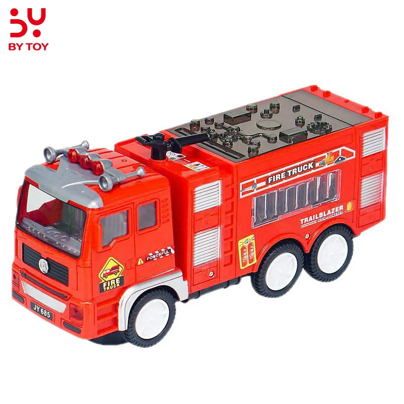 Camion de pompiers électrique pour enfants, lumières 4D clignotantes et lumineuses, véritables sons de sirène, bosse et aller, camion de pompiers, contacter le camion de pompiers, jouet