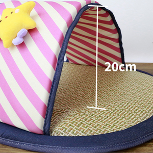 Coussin de couchage amusant en forme de pantoufle pour animaux de compagnie, tapis rafraîchissant d'été en rotin glacé, respirant, en paille tressée, pour chats et chiens - Product Image 4
