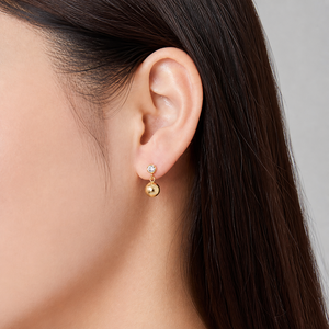 ต่างหูทรงกลมประดับเพชรเซอร์คอน สแตนเลสสตีล ชุบทอง 14K แบบสุญญากาศ ต่างหูทรงกลมขัดเงา 16 × 8 มม. - Product Image 5